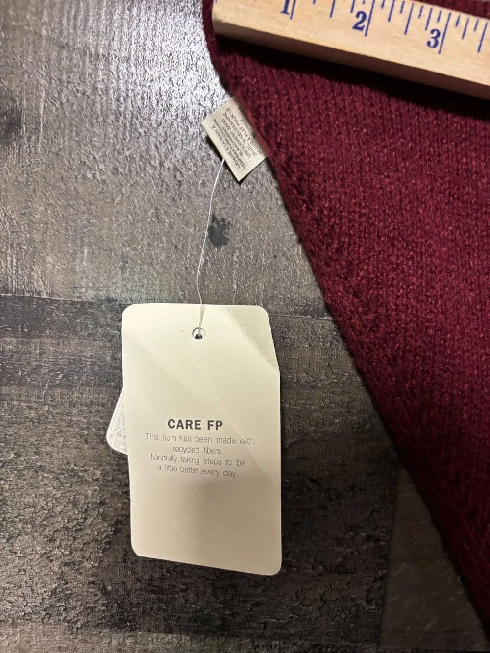 NWT Free People Dark Red Coastal Cable Knit Shawl